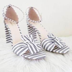 Quipid striped open toe heels